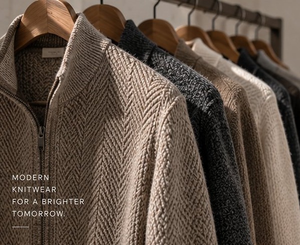 Knitted jackets on a rail (MODERN KNITWEAR FOR A BRIGHTER TOMORROW)