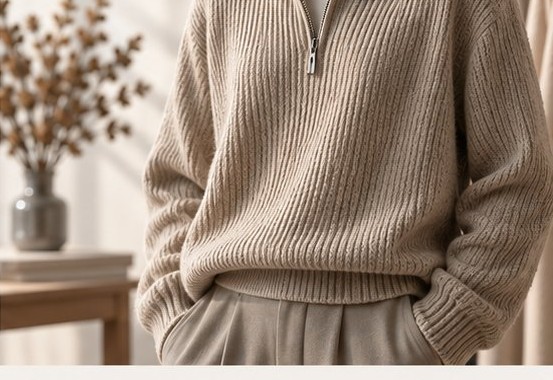 Knitted zip sweater on a mannequin